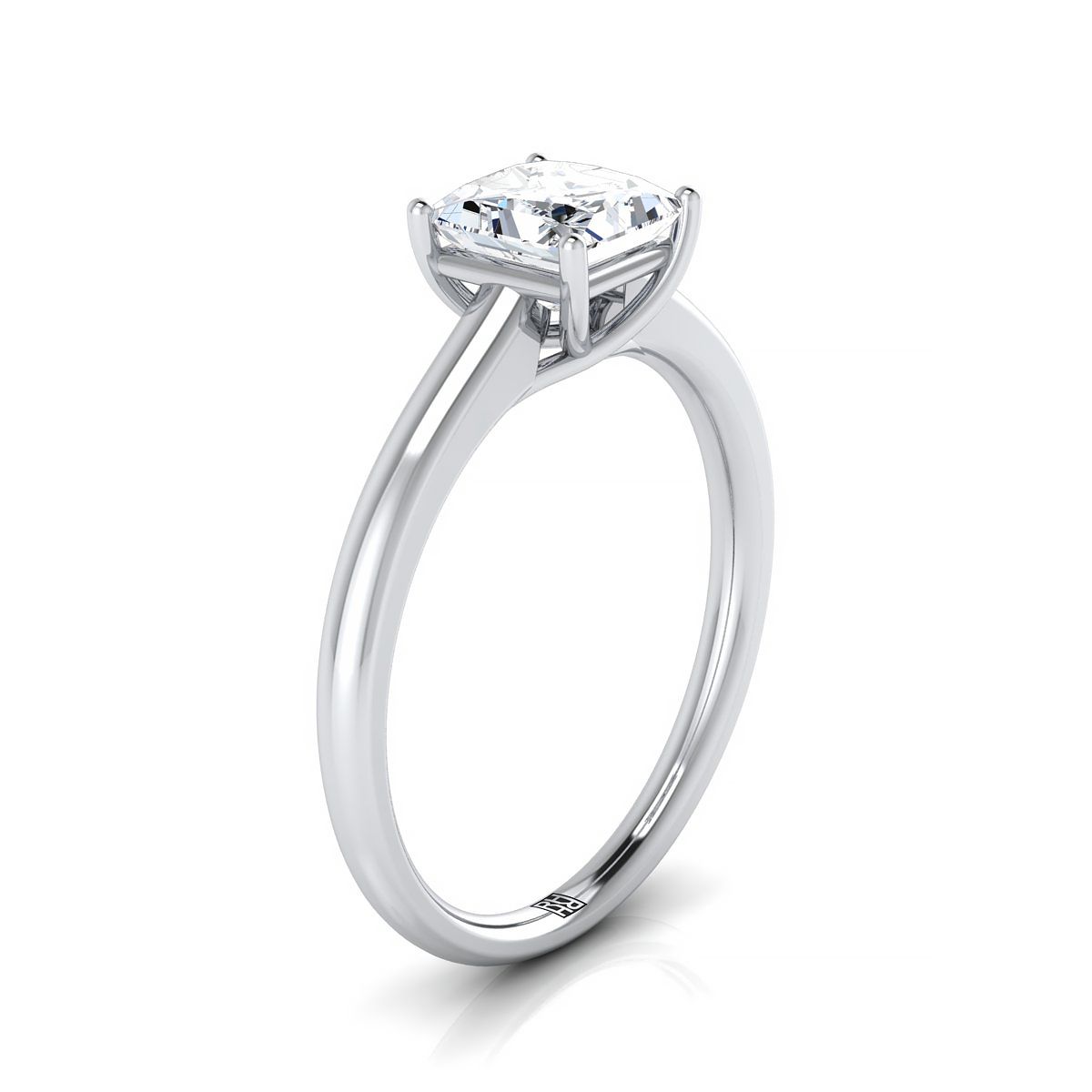 แหวนหมั้นเพชรไวท์โกลด์ 18K ทรงเจ้าหญิงคัทร่วมสมัย Comfort Fit Solitaire