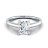 แหวนหมั้นเพชร 18K White Gold Radiant Cut Center Contemporary Comfort Fit Solitaire