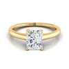 18K Yellow Gold Radiant Cut Center Contemporary Comfort Fit Solitaire Engagement Ring