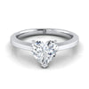 18K White Gold Heart Shape Center  Beveled Edge Comfort Style Bright Finish Solitaire Engagement Ring