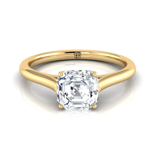 แหวนหมั้นทอง 14K แบบ Asscher Cut สไตล์ Comfort Fit Solitaire