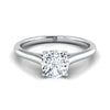 แหวนหมั้นเพชร 18K White Gold Cushion Cathedral Style Comfort Fit Solitaire