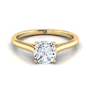 แหวนหมั้นเพชร 14K Yellow Gold Cushion Cathedral Style Comfort Fit Solitaire