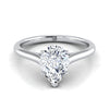 แหวนหมั้นเพชร 14K White Gold Pear Shape Center Cathedral Style Comfort Fit Solitaire Engagement Ring