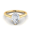 14K Yellow Gold Pear Shape Center  Cathedral Style Comfort Fit Solitaire Engagement Ring