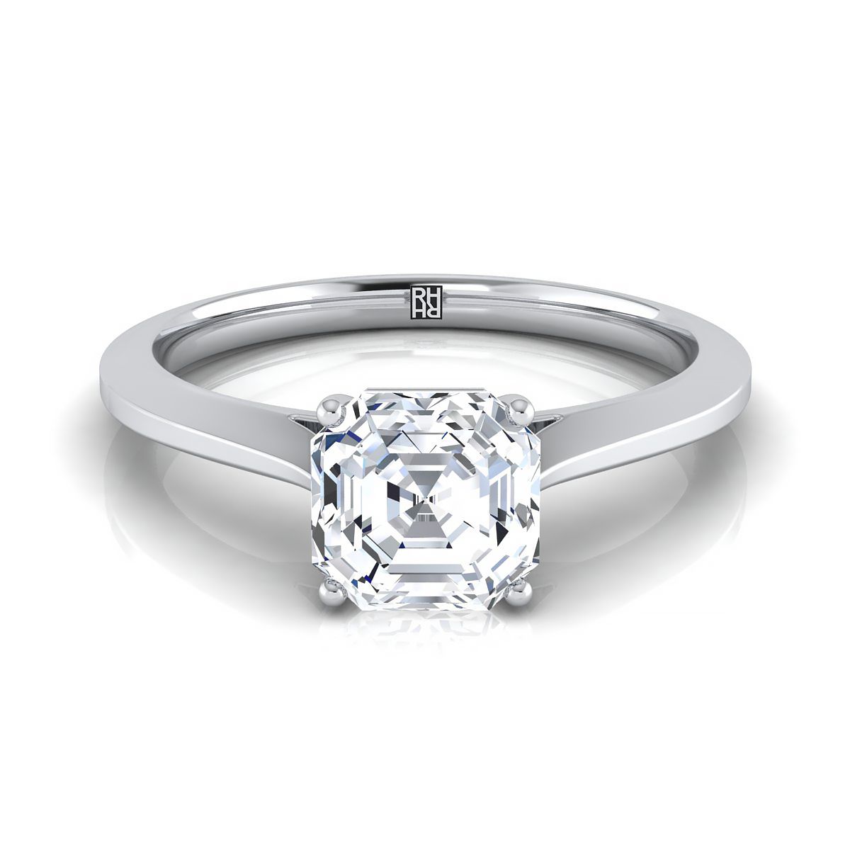 แหวนหมั้นแพลตตินัม Asscher Cut Timeless Solitaire Comfort Fit