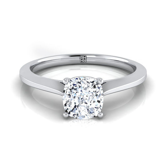 Platinum Cushion  Timeless Solitaire Comfort Fit Engagement Ring