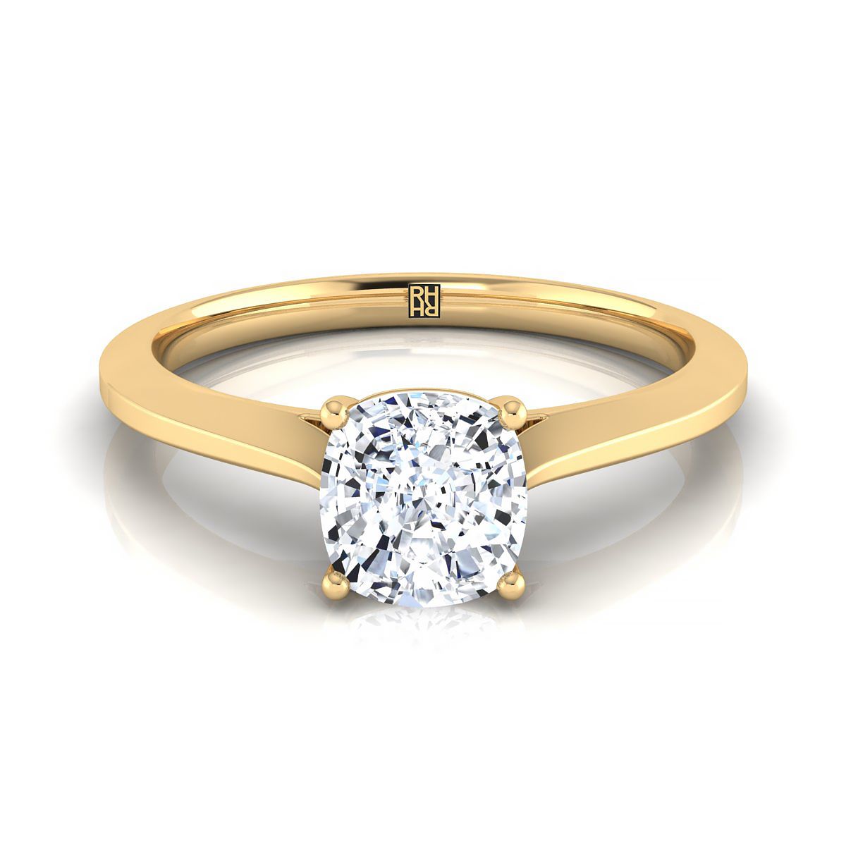 14K Yellow Gold Cushion  Timeless Solitaire Comfort Fit Engagement Ring