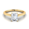 แหวนหมั้นเพชรสีเหลืองทอง 14K มรกตตัดเหนือกาลเวลา Solitaire Comfort Fit