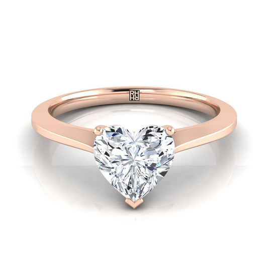 แหวนหมั้นรูปหัวใจสีโรสโกลด์ 14K ทรง Center Timeless Solitaire Comfort Fit