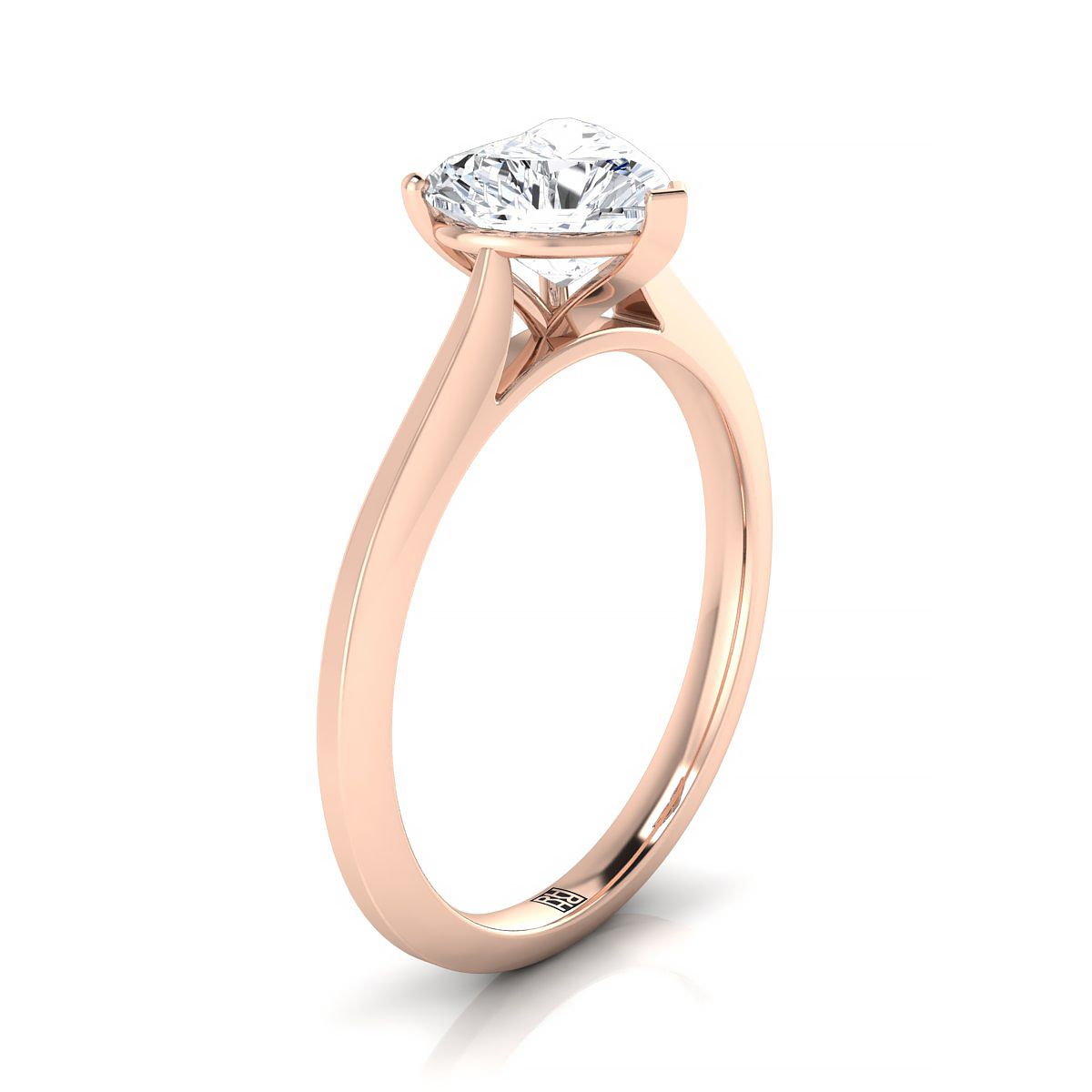 แหวนหมั้นรูปหัวใจสีโรสโกลด์ 14K ทรง Center Timeless Solitaire Comfort Fit