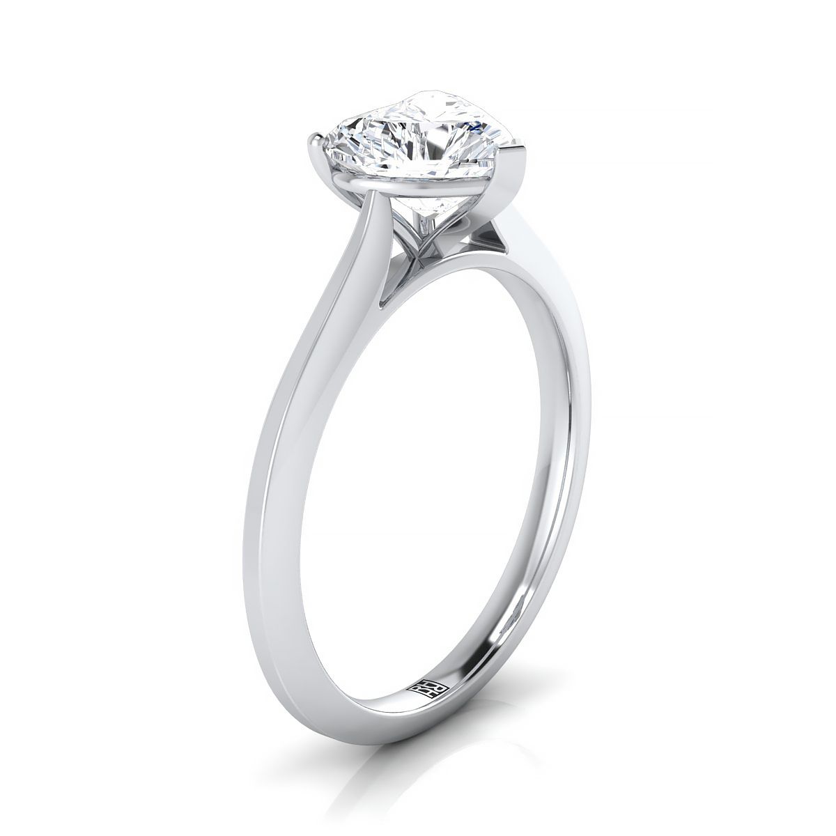 แหวนหมั้นรูปหัวใจทองคำขาว 18K ทรง Center Timeless Solitaire Comfort Fit