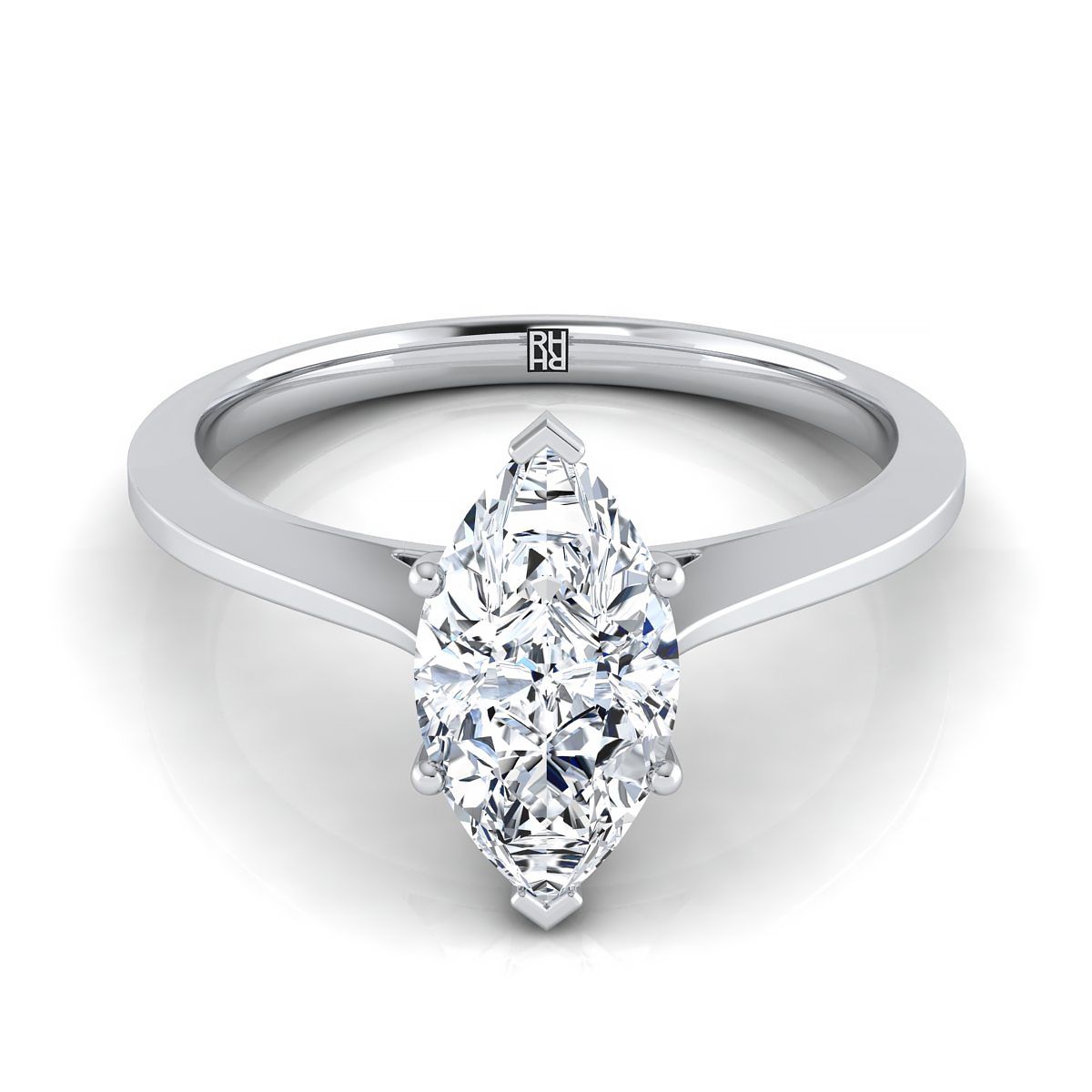 แหวนหมั้นไวท์โกลด์ 18K Marquise Solitaire Comfort Fit