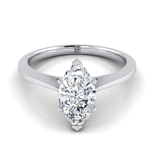 Platinum Marquise   Timeless Solitaire Comfort Fit Engagement Ring