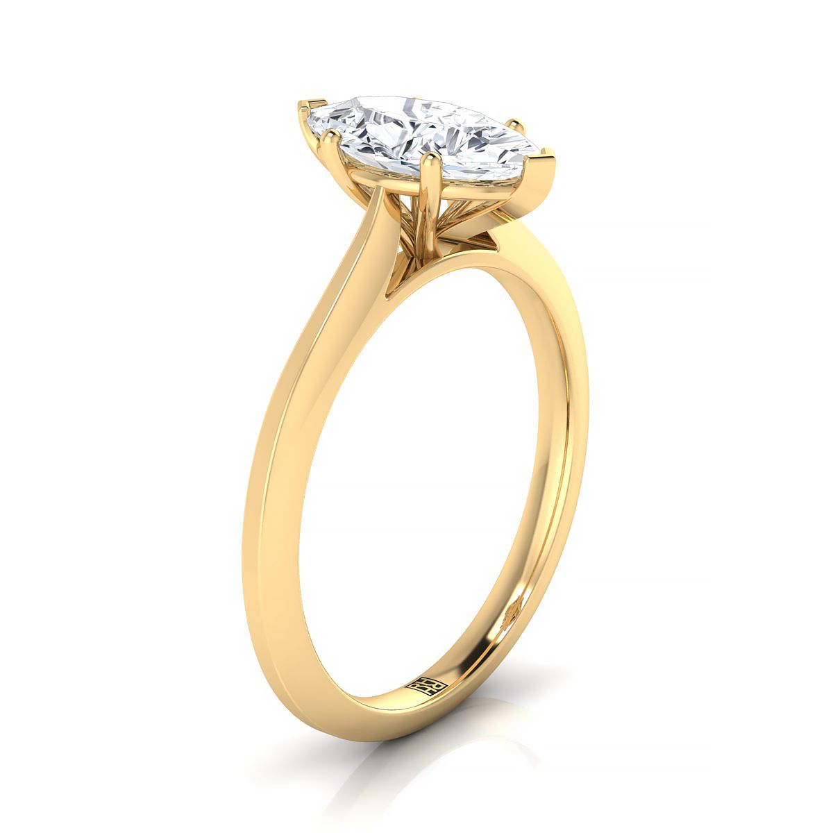 แหวนหมั้นเยลโลว์โกลด์ 18K Marquise Solitaire Comfort Fit