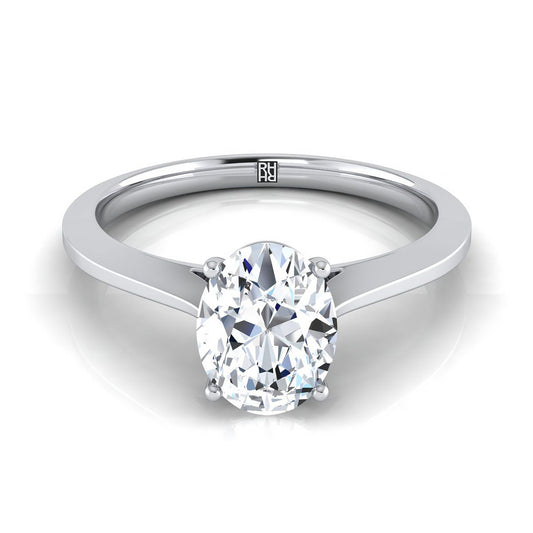 Platinum Oval  Timeless Solitaire Comfort Fit Engagement Ring