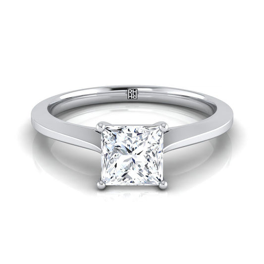 แหวนหมั้นเพชรไวท์โกลด์ 14K Princess Cut Timeless Solitaire Comfort Fit