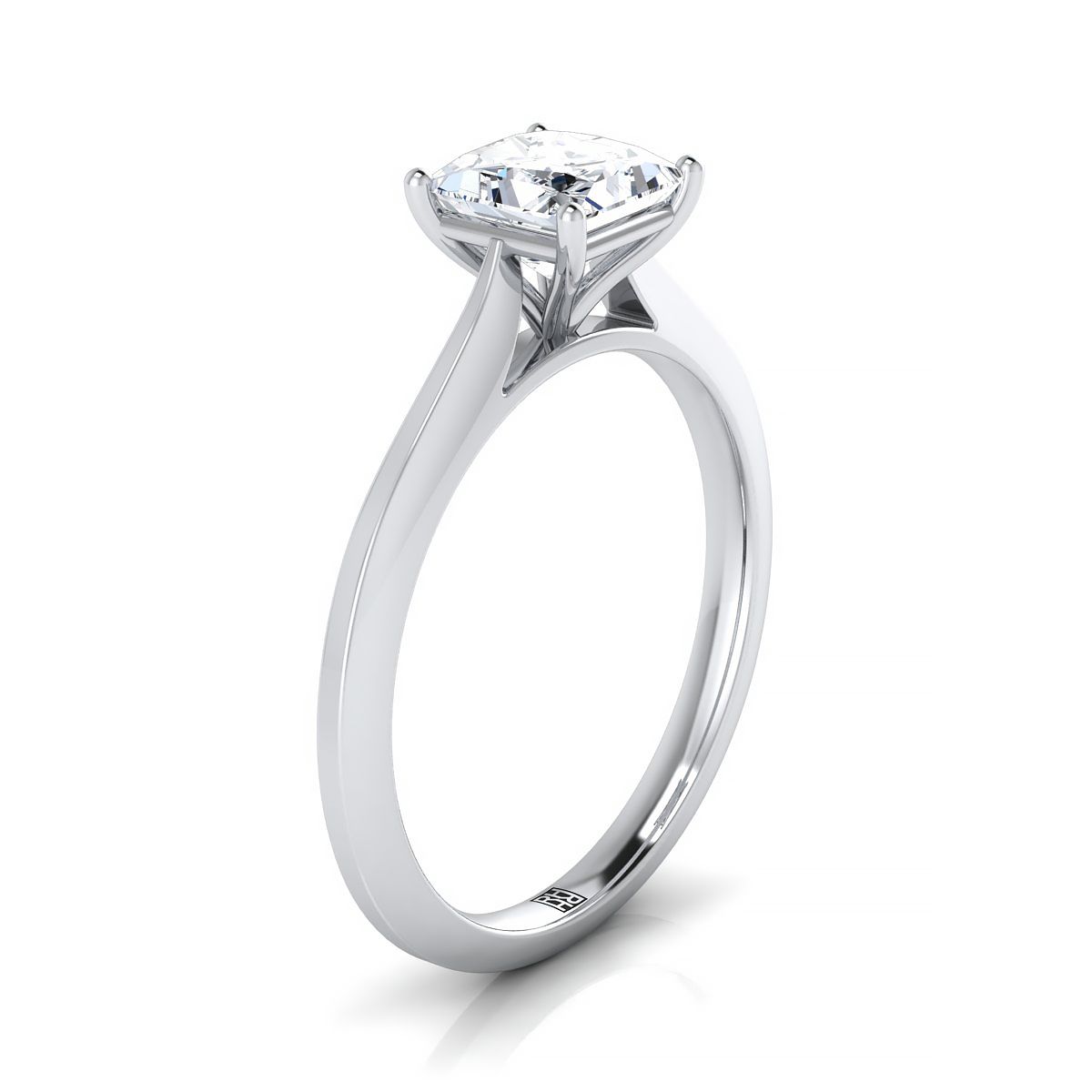 แหวนหมั้นเพชรไวท์โกลด์ 14K Princess Cut Timeless Solitaire Comfort Fit