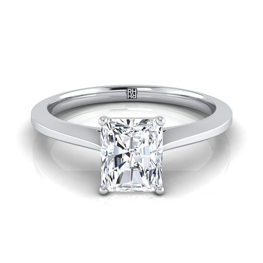 แหวนหมั้นเพชร 14K White Gold Radiant Cut Center Timeless Solitaire Comfort Fit