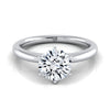 14K White Gold Round Brilliant  Timeless Solitaire Comfort Fit Engagement Ring