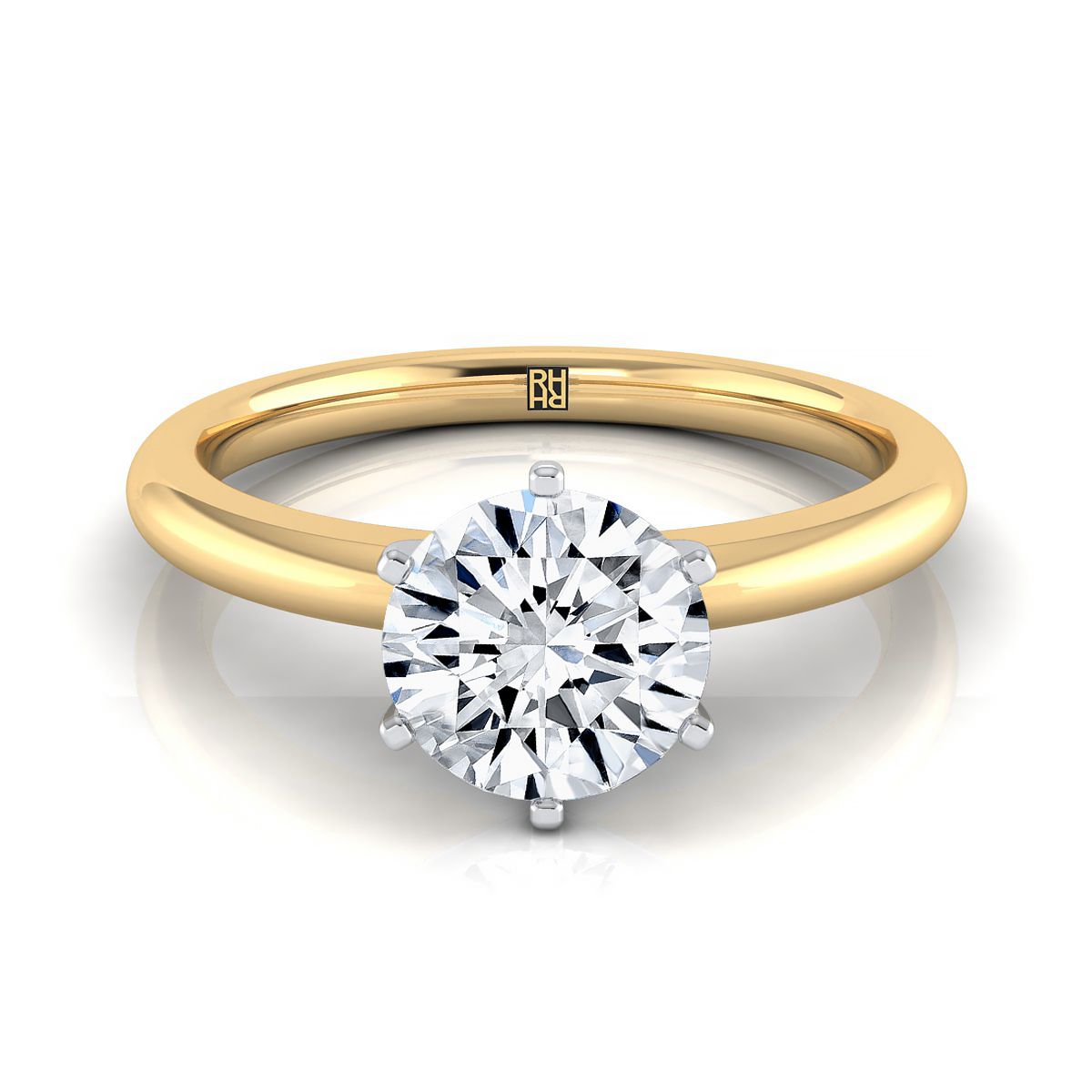 18K Yellow Gold Round Brilliant  Timeless Comfort Fit Engagement Ring