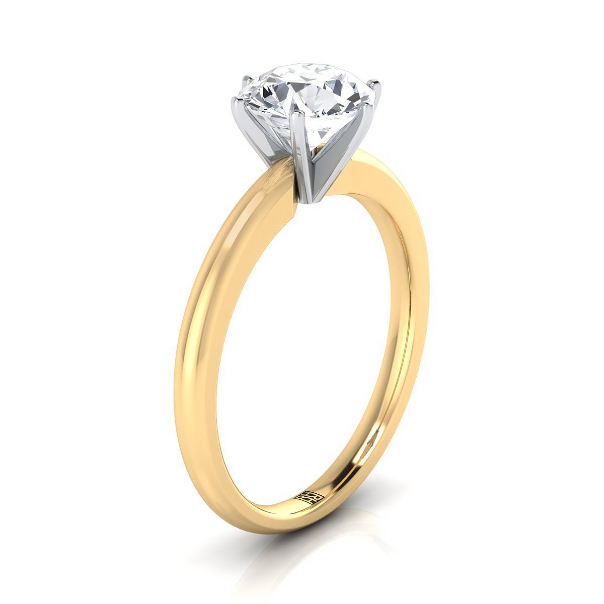 18K Yellow Gold Round Brilliant  Timeless Comfort Fit Engagement Ring