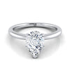 แหวนหมั้นเพชร 18K White Gold Pear Shape Center Round Comfort Fit Claw Prong Solitaire