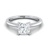 18K White Gold Princess Cut  Round Comfort Fit Claw Prong Solitaire Engagement Ring