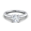 18K White Gold Cushion  Round Comfort Fit Claw Prong Solitaire Engagement Ring