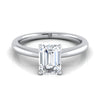 แหวนหมั้นแพลทินัมมรกตตัดกลม Comfort Fit Claw Prong Solitaire