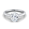 14K White Gold Oval  Round Comfort Fit Claw Prong Solitaire Engagement Ring