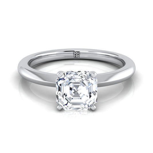 แหวนหมั้นทองขาว 18K Asscher Cut Petite Knife Edge Solitaire