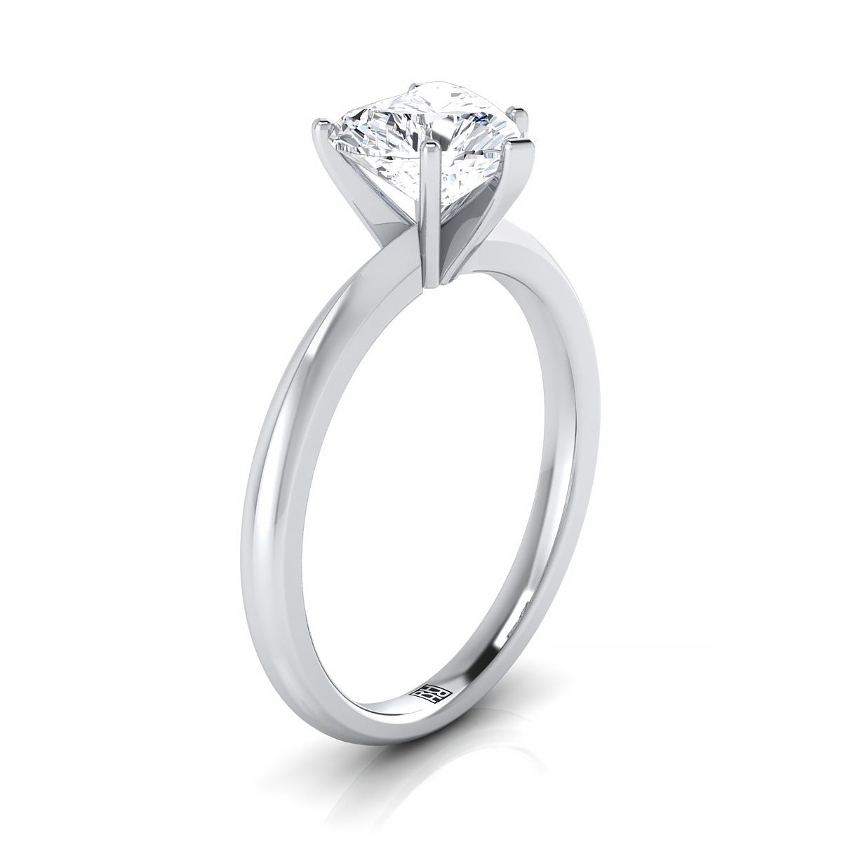 แหวนหมั้นเพชร 14K White Gold Heart Shape Center Petite Knife Edge Solitaire