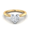 18K Yellow Gold Heart Shape Center  Petite Knife Edge Solitaire Engagement Ring