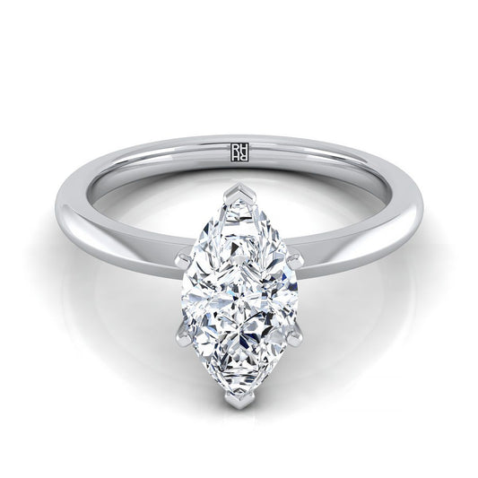 Platinum Marquise   Petite Knife Edge Solitaire Engagement Ring