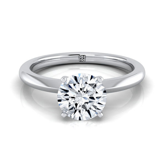 Platinum Round Brilliant  Petite Knife Edge Solitaire Engagement Ring