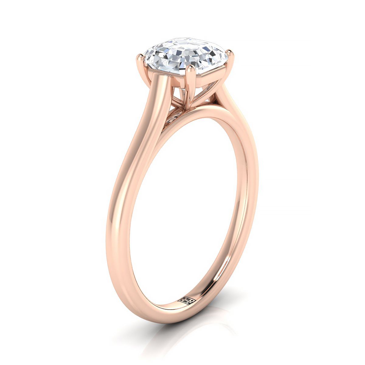 แหวนหมั้น Solitaire ทรงอาสนวิหารทรงตัดโรสโกลด์ 14K ทรง Asscher