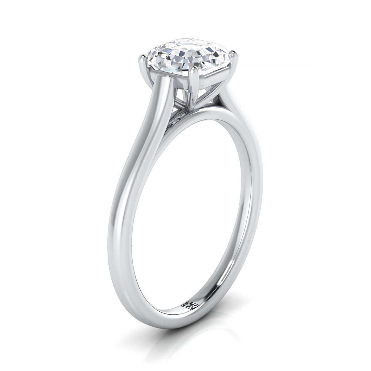 แหวนหมั้นแพลตตินัม Asscher Cut Elegant Cathedral Solitaire