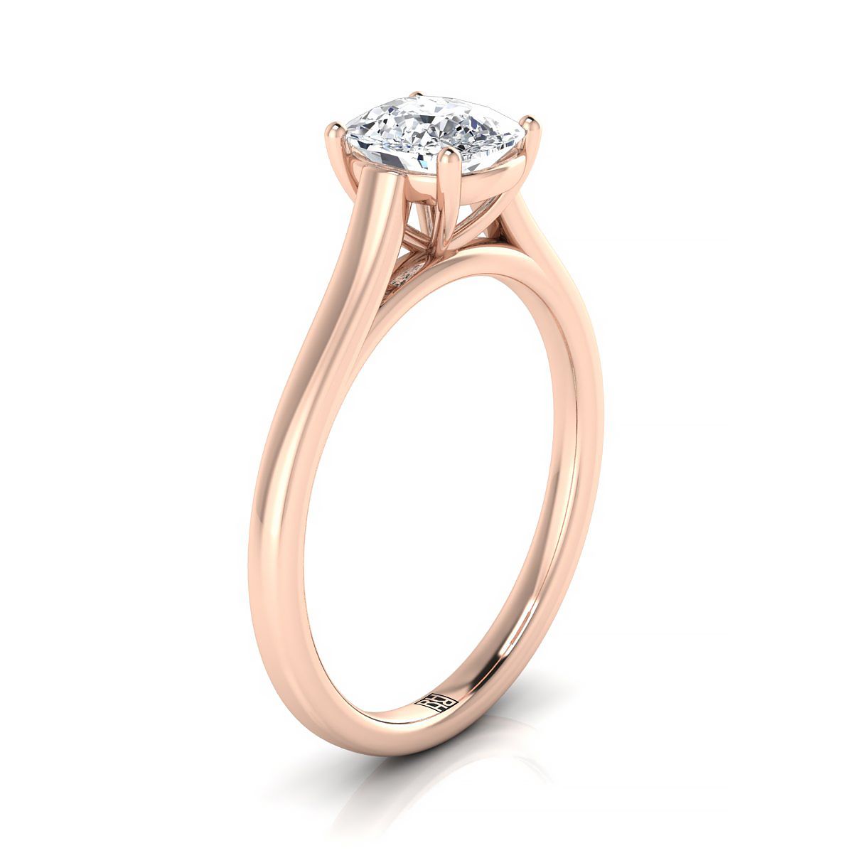 14K Rose Gold Cushion แหวนหมั้นมหาวิหารโซลิแทร์หรูหรา