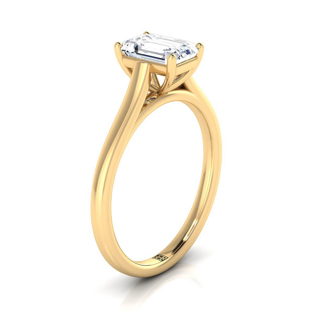 14K Yellow Gold Emerald Cut แหวนหมั้นมหาวิหารหรูหรา