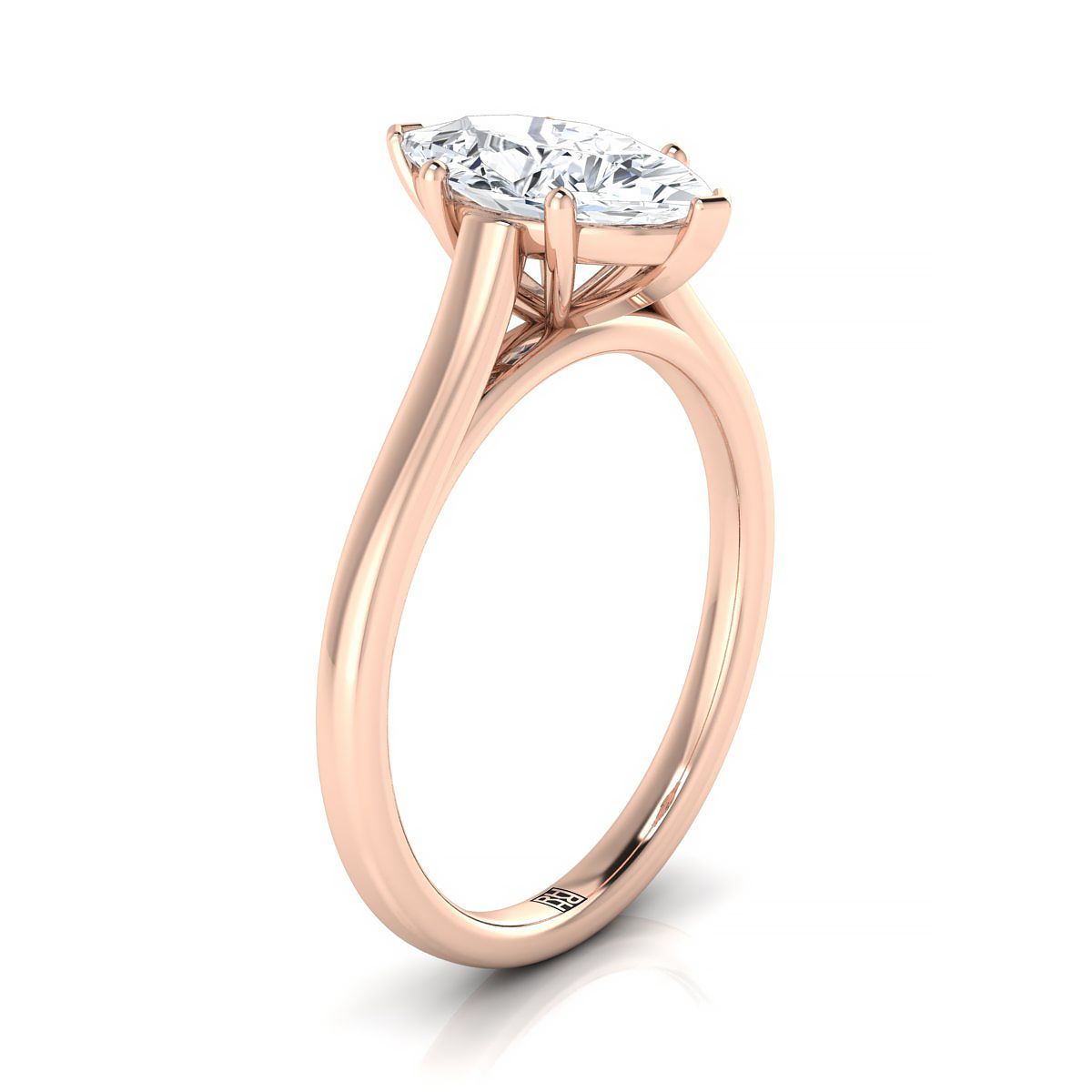 แหวนหมั้นแหวนแต่งงาน Solitaire ทรง Marquise กุหลาบทอง 14K