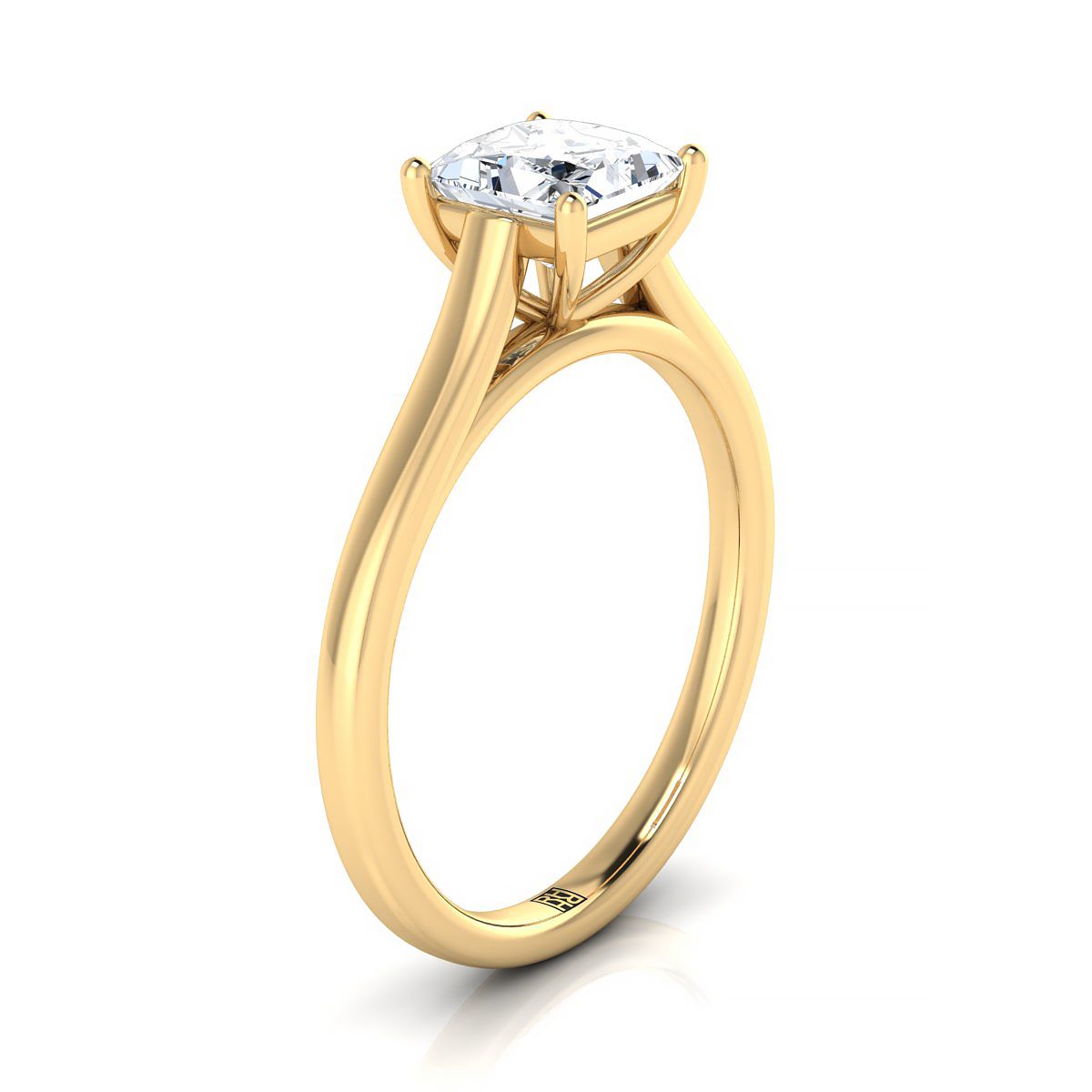 14K Yellow Gold Princess Cut  Elegant Cathedral Solitaire Engagement Ring