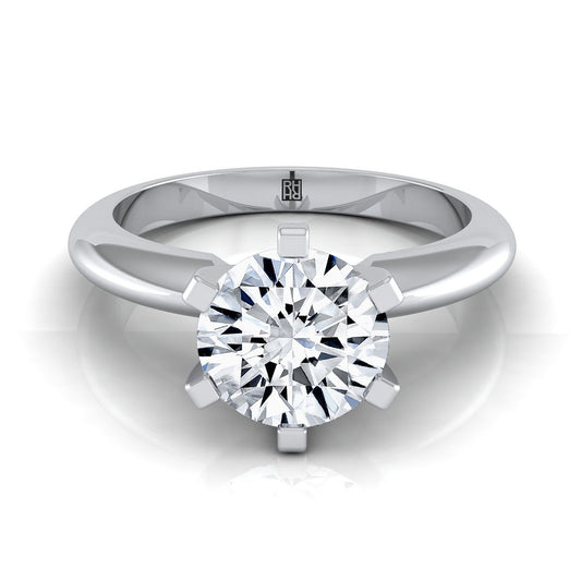 Platinum Round Brilliant  Simple Low Base Solitaire Engagement Ring