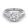 14K White Gold Round Brilliant  Simple Low Base Solitaire Engagement Ring