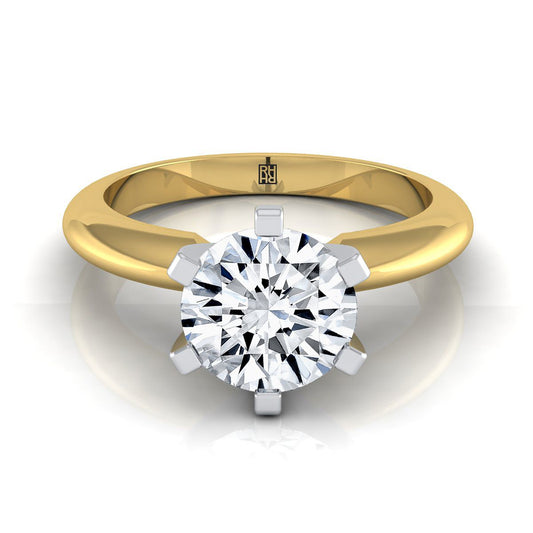 18K Yellow Gold Round Brilliant  Simple Low Base Solitaire Engagement Ring