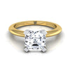 แหวนหมั้นเพชรสีเหลืองทอง 14K Asscher Cut Classic Low Base Solitaire