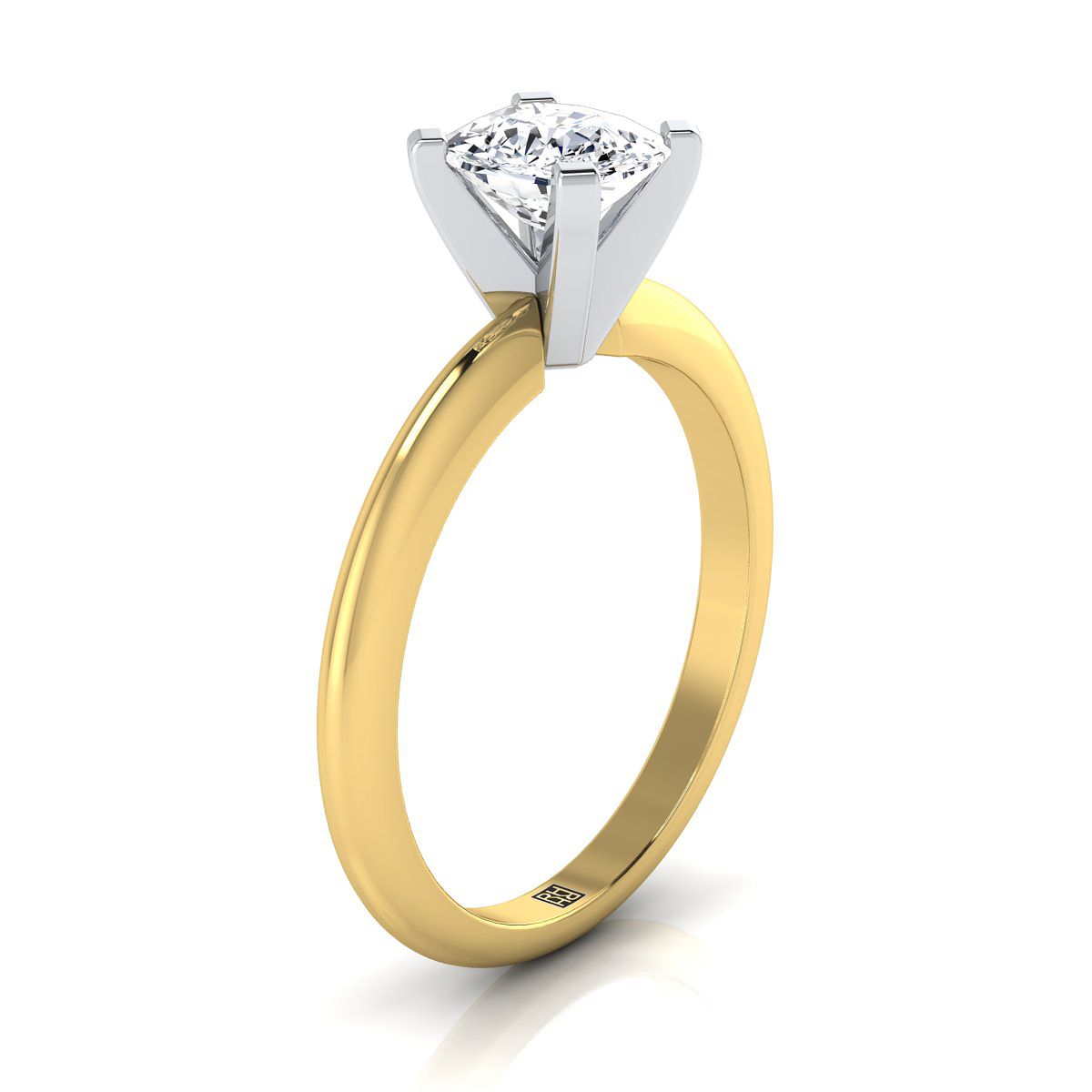 14K Yellow Gold Cushion  Classic Low Base Solitaire Engagement Ring