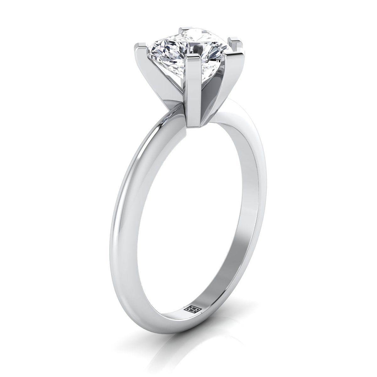 แหวนหมั้นเพชร 18K White Gold Heart Shape Center Classic Low Base Solitaire