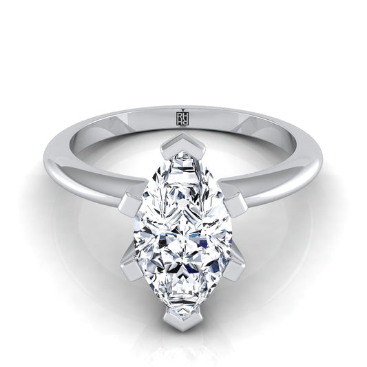 แหวนหมั้นเพชรไวท์โกลด์ 18K Marquise Classic Low Base Solitaire