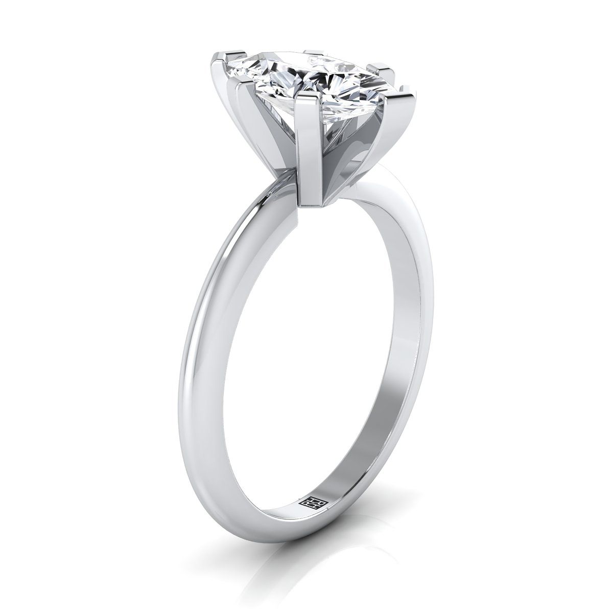 แหวนหมั้นเพชรไวท์โกลด์ 18K Marquise Classic Low Base Solitaire